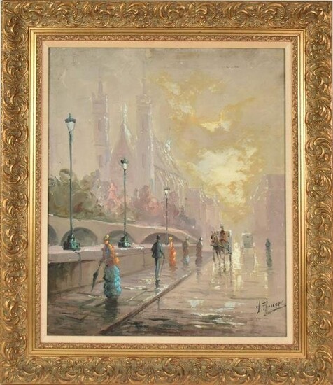 French School oil on canvas signed J Frances? Canvas