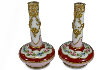 French Sevres Chateau de Tours pair of porcelain &