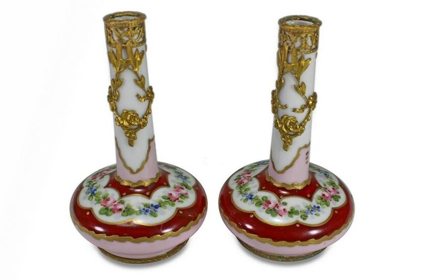 French Sevres Chateau de Tours pair of porcelain &