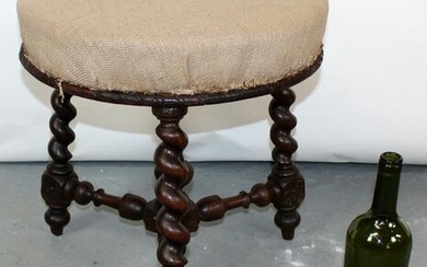 French barley twist round seat foot stool