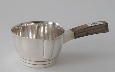 French silver sauce bowl, with wooden grip, art deco, appr. 194 grams, l. 20 cm.