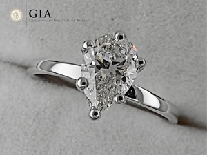 GIA - 14 kt. White gold - Ring - 1.03 ct Diamond