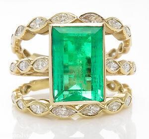 GIA 4.75ct Estate Vintage Colombian Green Emerald