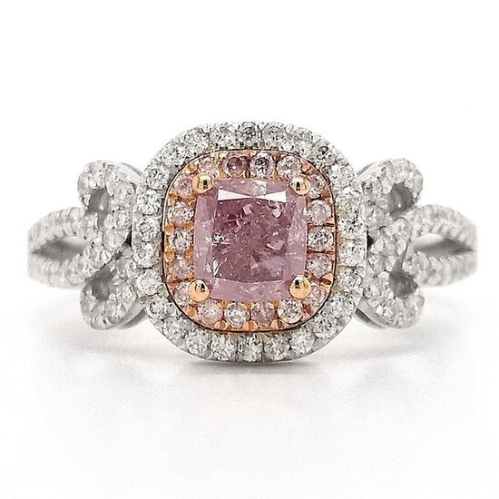 GIA - Fancy Purplish Pink Diamond - 1.15ctw - 18 kt. Pink gold, White gold - Ring - ***No Reserve Price***