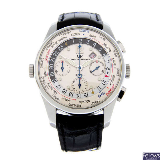 GIRARD-PERREGAUX - a limited edition World Time chronograph wrist watch, 43mm.