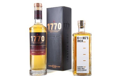 GLASGOW DISTILLERY 1770 2019 RELEASE 50CL AND KING'S INCH FIRST RELEASE 2 BOTTLES OF LOWLAND SINGLE MALT
