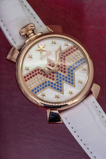 GaGà Milano - Wonder Woman Manuale 40MM Blue, Red and White Stones LIMITED EDITION - WW175 "NO RESERVE PRICE" - Women - Brand New