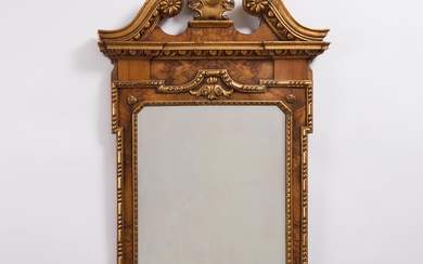 George II Style Parcel Gilt Walnut Mirror, c.1900