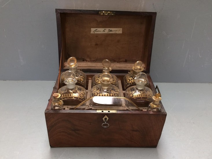 George III Cuban mahogany ladies gilded fitted decanter box