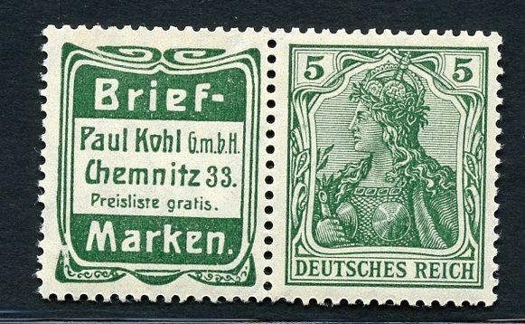 German Empire 1911 - "Paul Kohl" advertising stamp - Michel N. W2.10