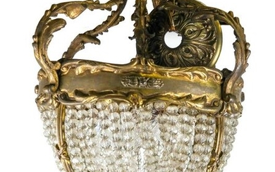 Gilt Bronze, Beaded Glass Chandelier