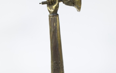 Gilt brass wall lamp in the shape of a hand, circa 1900