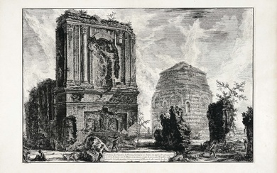 Giovanni Battista Piranesi (Mogliano Veneto, 1720 - Roma, 1778), Veduta del Sepolcro di Pisone Liciniano su l'antica via Appia... 1762.