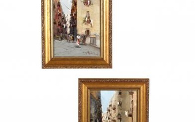 Giuseppe Rispoli (Italian, 1882–1960), Pair of Neapolitan Street Scenes