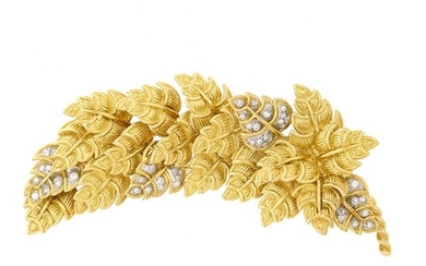 Gold and Diamond Leaf Brooch, Tiffany & Co.