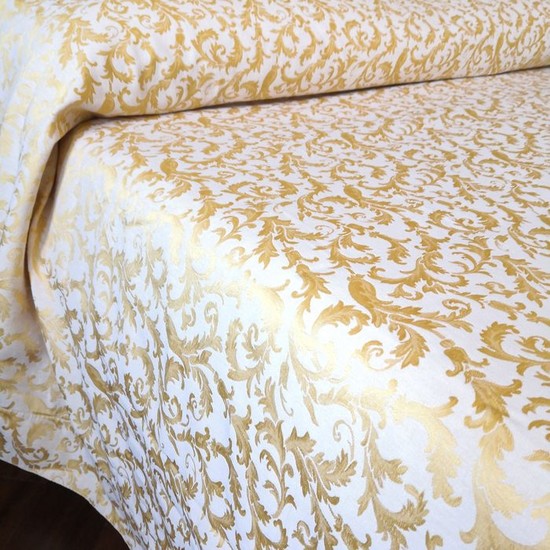 Gold-colored silk blend bedspread - Cotton, Silk - Second half 20th century