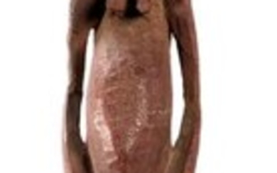 Grotesque Top Figure of a Protective Pole - Hardwood - Chamba - Nigeria