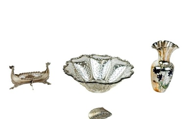 Group of 4 Assorted Decorative Silver Articles
