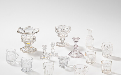 Group of Small Colorless Glass Blown Molded Objects