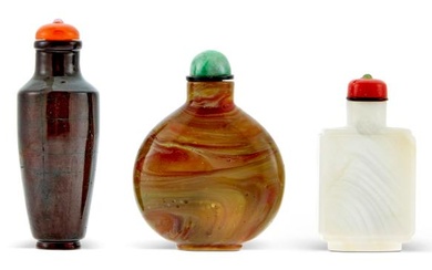 Group of Three Chinese Snuff Bottles Height of largest 2 1/4 "