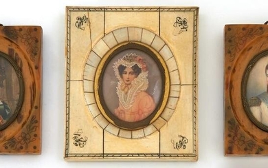 Group of Three Miniature Portraits, late 19th c.