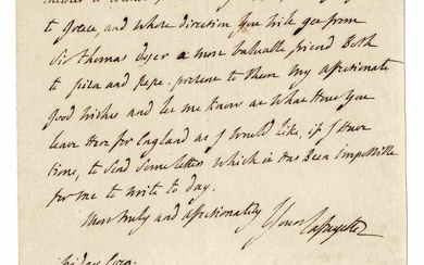 HISTORY - LA FAYETTE Marie Joseph (1757 - 1834) - Autograph letter signed