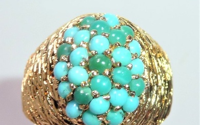 Handcrafted - 18 kt. Yellow gold - Ring - 1.00 ct Turquoise