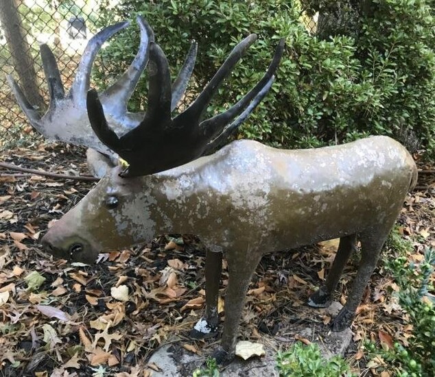 Handmade Tole Metal Moose Garden Statue