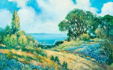 Hardy Martin, "Bluebonnet Road Home", oil on canvas