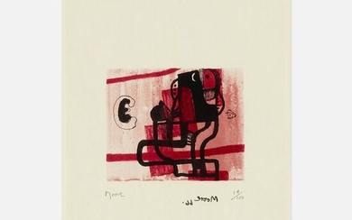 Henry Moore, Black Figure on Pink Background