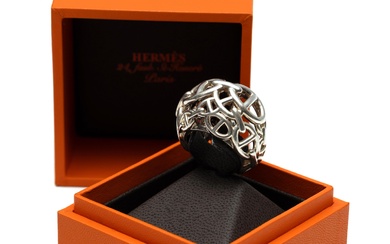 Hermès, zilveren opengewerkte boule ring