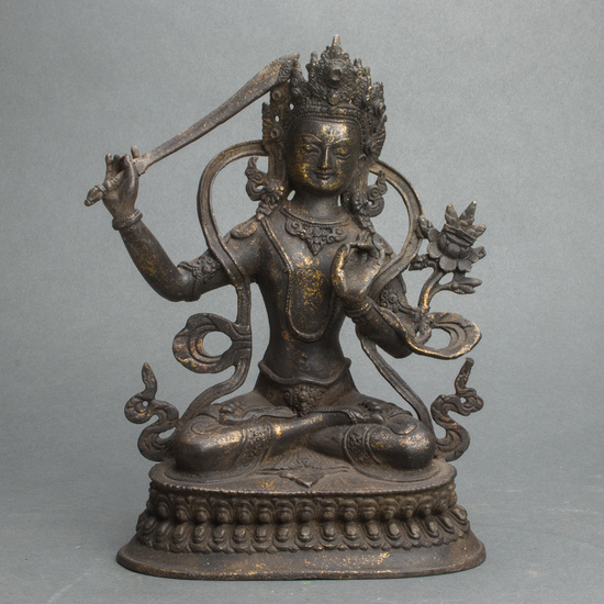 Himalayan bronze figure of of Manjushri