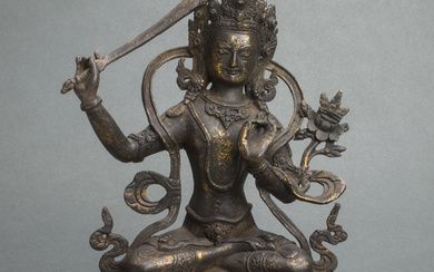 Himalayan bronze figure of of Manjushri