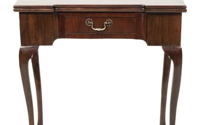 IRISH ONE-DRAWER CARD TABLE Early 19th Century Height 28”. Width 30”. Depth 14.5”.