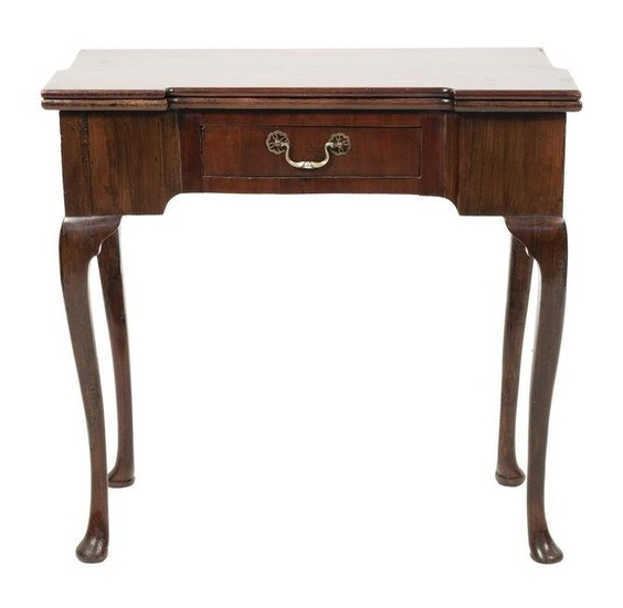 IRISH ONE-DRAWER CARD TABLE Early 19th Century Height 28”. Width 30”. Depth 14.5”.