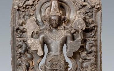 India, northeast zone Stone Stele of Surya, the Hindu sun god. Pala period, 10th-11th century A.D. 108 cm H.