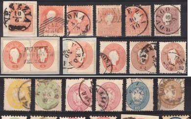 Italian Ancient States - Lombardo Veneto 1850/1864 - Set of stamps representing the 5 issues - Sassone