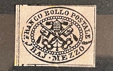 Italian Ancient States - Papal State 1852 - Half baj lilac pink - Sassone 1d