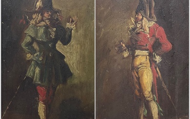 Italian School (19th century): Captain and Nobleman - Commedia Dell'Arte Character Tropes