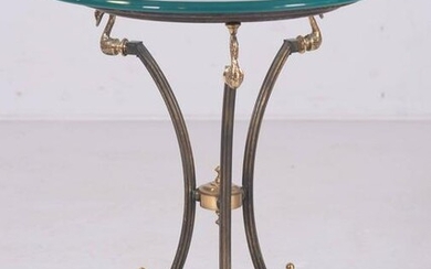 Italian style glass top side table w/ swans
