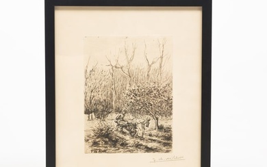JEAN-FRANÇOIS MILLET (1814-1875) "WOODCUTTER SCENE".