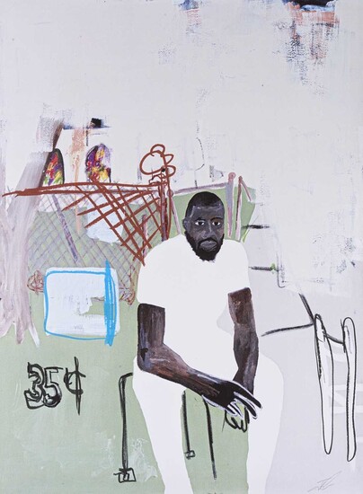 Jammie Holmes (American 1984-), 'A Self Portrait Of An Artist On Narrow Street', 2020