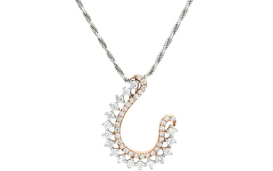 Jewellery Pendant/Chain PENDANT/CHAIN, 18K white gold/rose gold, brilliant cut diamon...