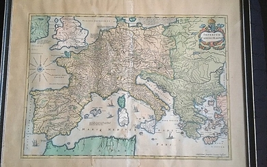 Johannes Janssonius: “Imperium Carolimagni”. Handcoloured etched map. Visible size 37×51 cm. Frame size 49.5×62.5 cm.