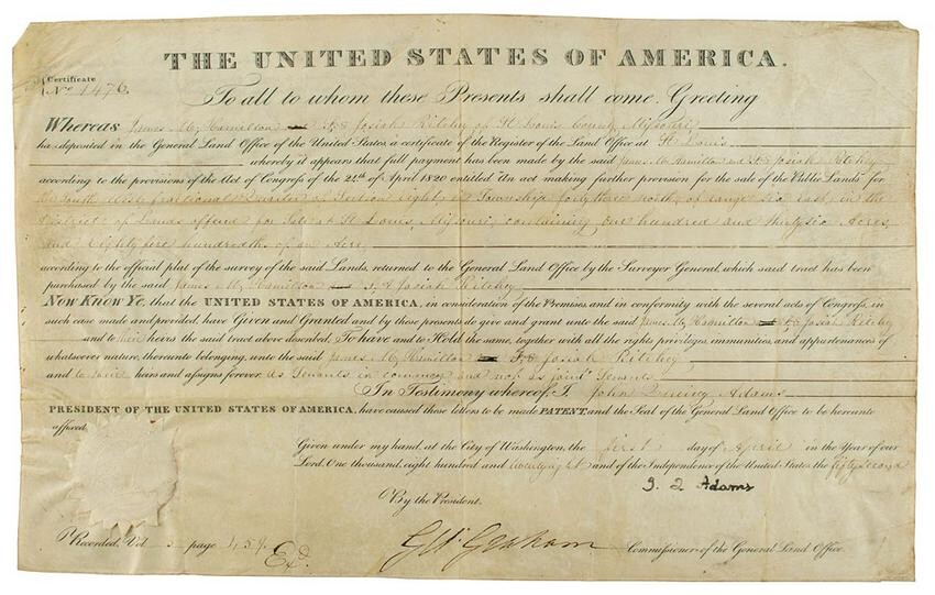 John Quincy Adams Document Signed
