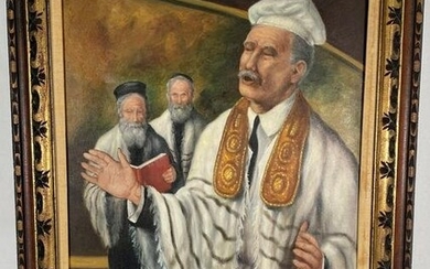 Judaica Art Oil on Canvas Signed