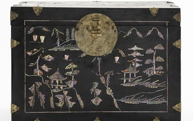 Korean Black Lacquer Box w Mother of Pearl