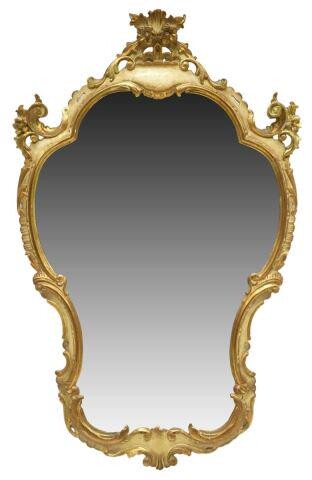 LOUIS XV STYLE PARCEL GILT & PAINTED WALL MIRROR