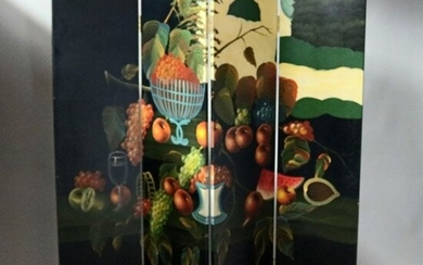 Lacquered Chinese Screen with Roesen School Painting