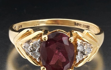 Ladies' Gold, Tourmaline and Diamond Ring